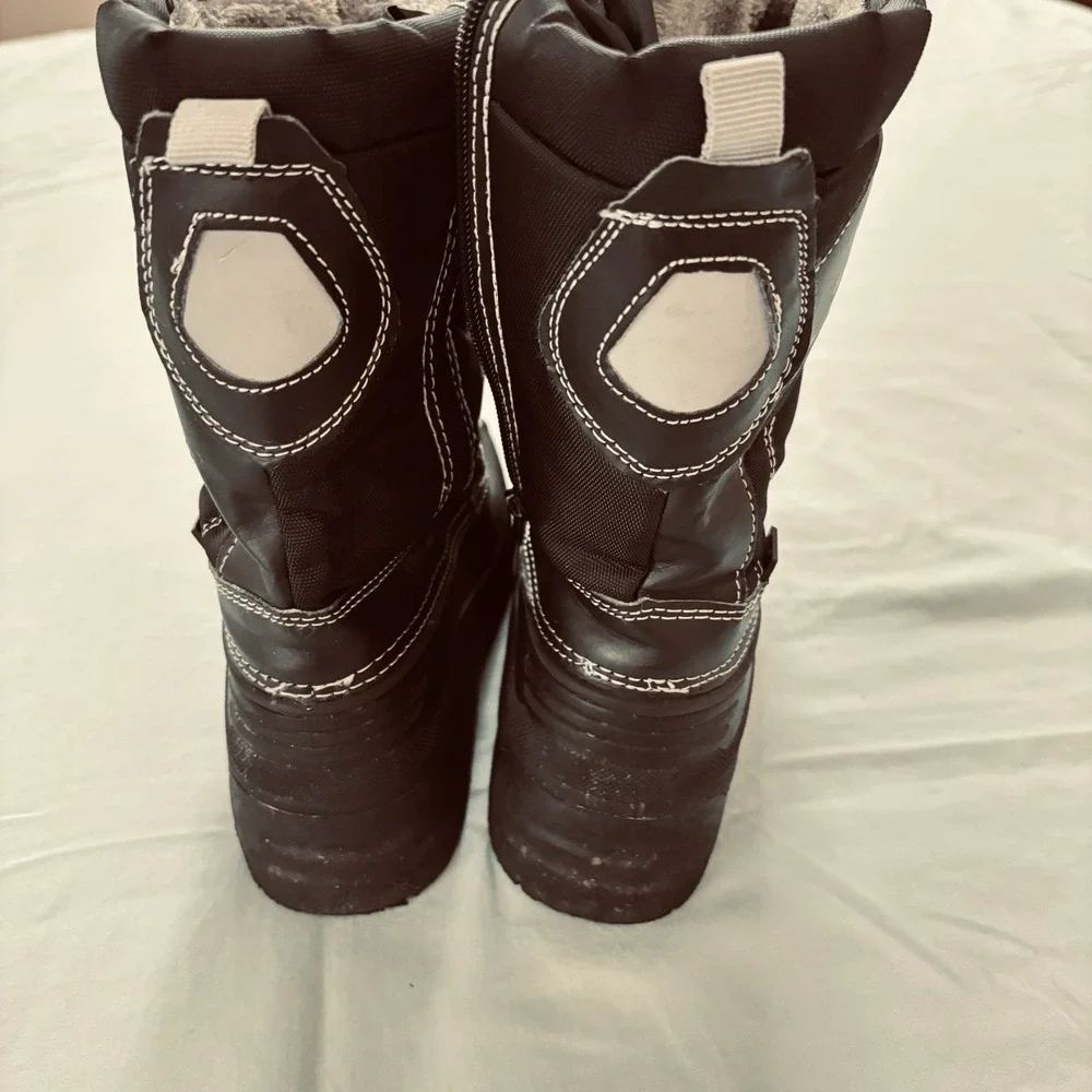 NWOT Dream Pairs Youth Snow Boots Sz 1 Black Zip & Lace Waterproof  Thinsulate